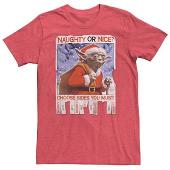 Men's Star Wars Yoda Naughty Or Nice Flyer Christmas Graphic Tee