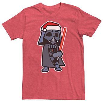 Men's Star Wars Darth Vader Saber Santa Hat Christmas Graphic Tee