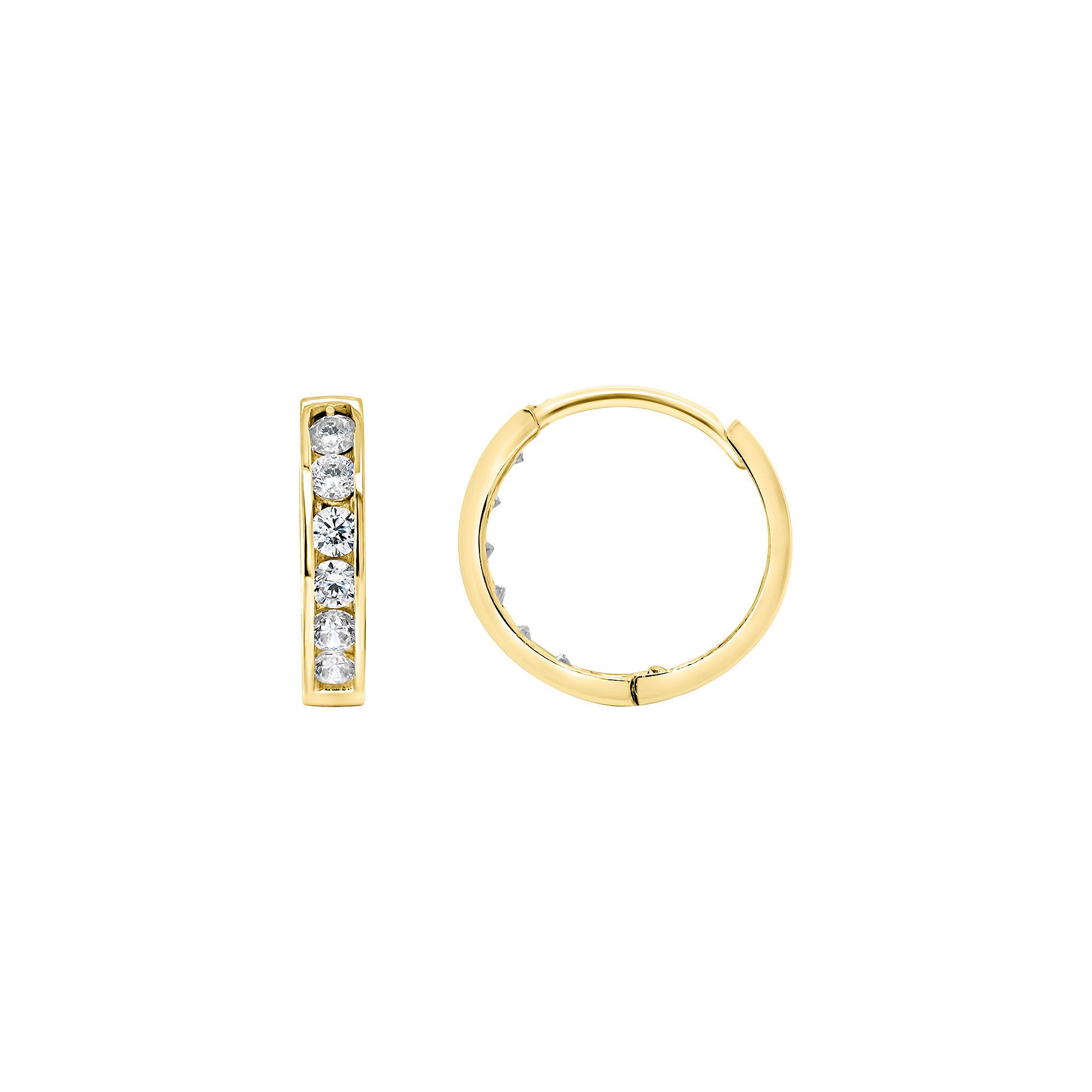 Celebration Gems 14k Gold Cubic Zirconia Huggie Hoop Earrings, Womens, Yel