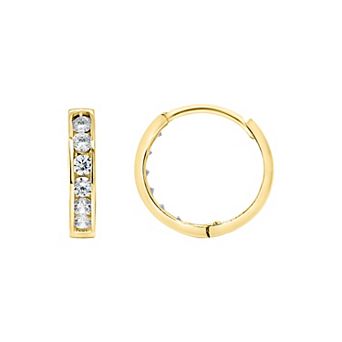Celebration Gems 14k Gold Cubic Zirconia Huggie Hoop Earrings