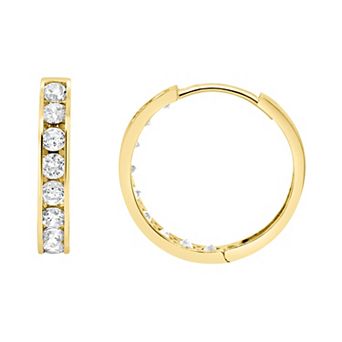 14k Gold Cubic Zirconia Huggie Hoop Earrings