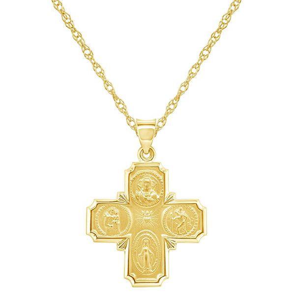 14k Gold Saints Cross Pendant