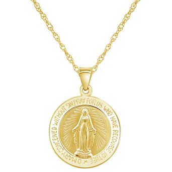 Celebration Gems 14k Gold Our Lady of Grace Miraculous Medal Pendant