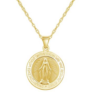 14k Gold Our Lady of Grace Miraculous Medal Pendant