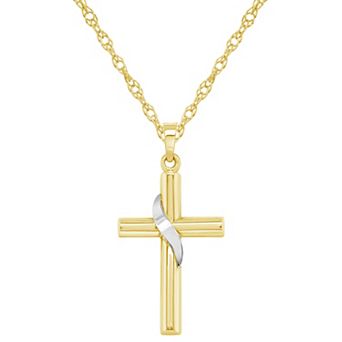 Celebration Gems Two Tone 14k Gold Cross Pendant