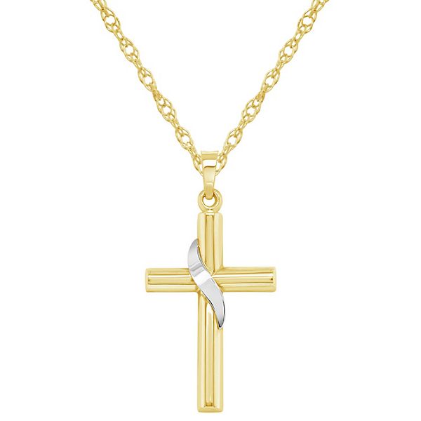 14K Yellow Gold Beveled Crosswith round Tips/High Polish 3of3