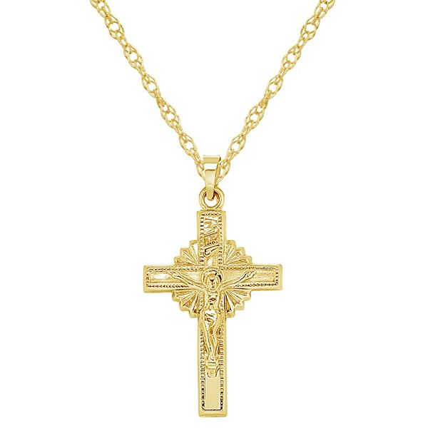 14 karat gold crucifix outlet necklace