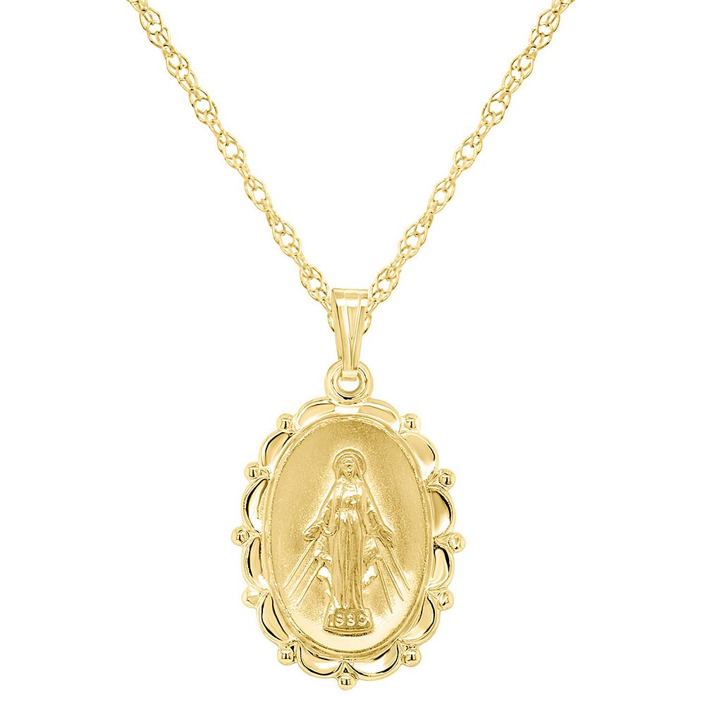 Celebration Gems Sterling Silver Our Lady of Grace Miraculous Medal Pendant