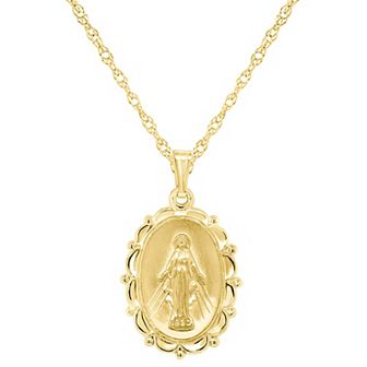 Celebration Gems Sterling Silver Our Lady of Grace Miraculous Medal Pendant