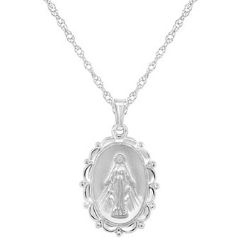 Celebration Gems Sterling Silver Our Lady of Grace Miraculous Medal Pendant
