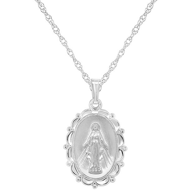 Miraculous medal hot sale silver pendant