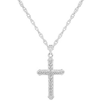 Celebration Gems Sterling Silver Textured Cross Pendant