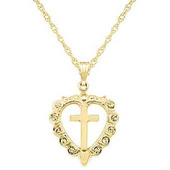 Celebration Gems 14k Gold Over Silver Heart Cross Pendant