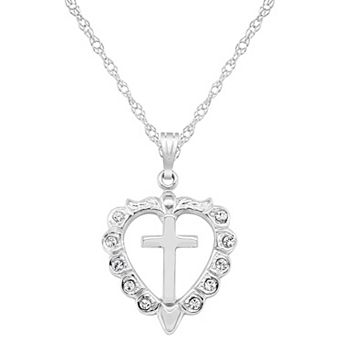 Celebration Gems 14k Gold Over Silver Heart Cross Pendant
