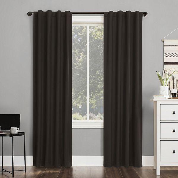 Sun Zero Cyrus Thermal 100% Blackout Back Tab Window Curtain - Chocolate (40X63)