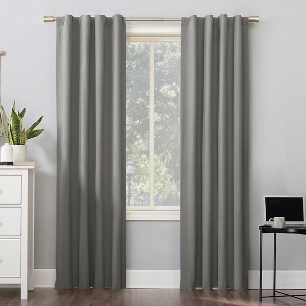 Sun Zero Cyrus Thermal 100% Blackout Back Tab Window Curtain - Gray (40X63)