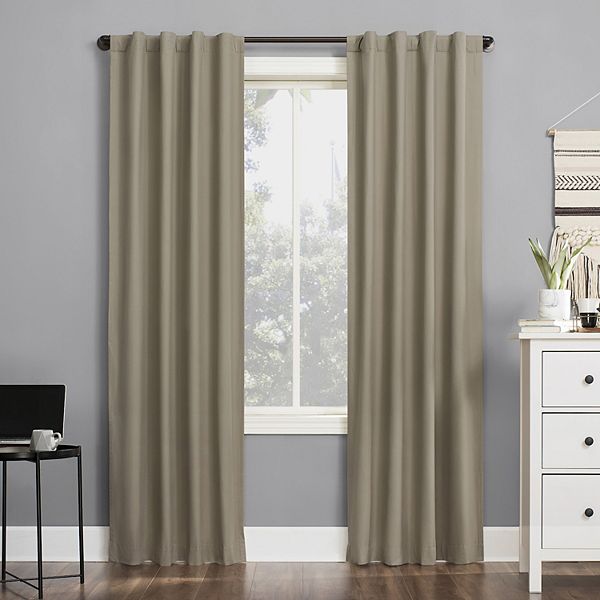 Sun Zero Cyrus Thermal 100% Blackout Back Tab Window Curtain - Linen (40X96)