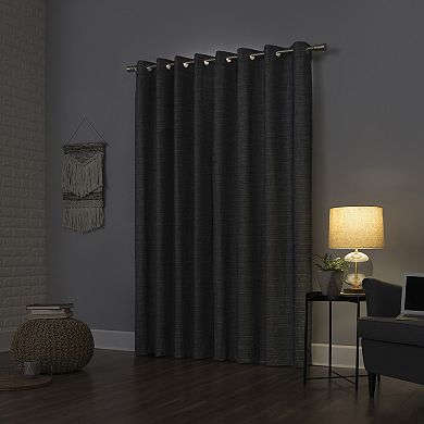 Sun Zero Kline 100% Blackout Thermal Burlap Weave Grommet Window Curtain