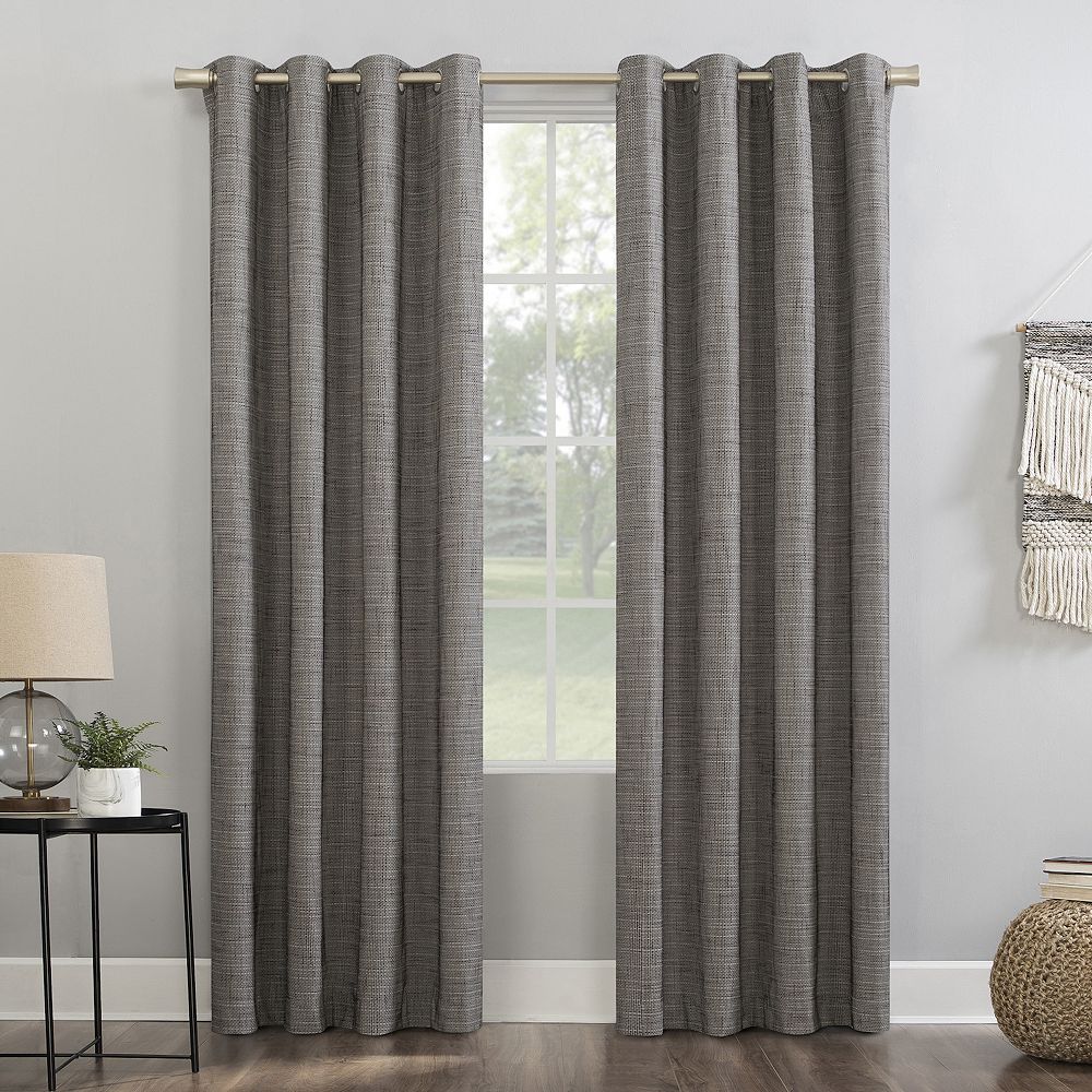 Sun Zero Kline 100% Blackout Thermal Burlap Weave Grommet Window