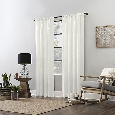  Clean Window Waffle Texture Anti-Dust Semi-Sheer Window Curtain