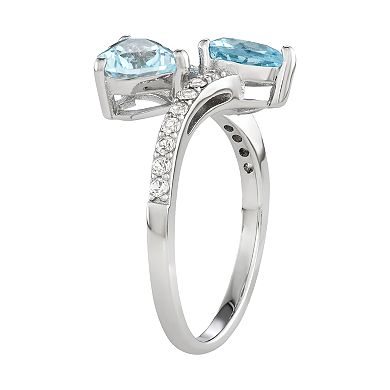 Gemstone Heart Bypass Ring