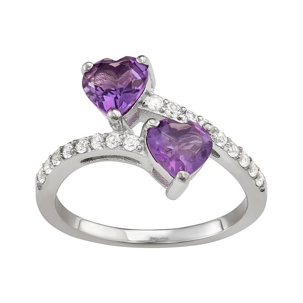 Gemstone Heart Bypass Ring