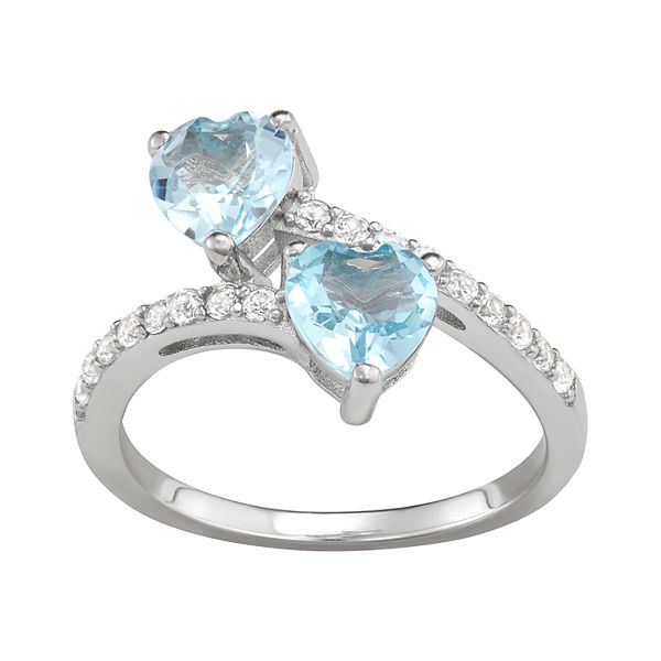 Gemstone Heart Bypass Ring