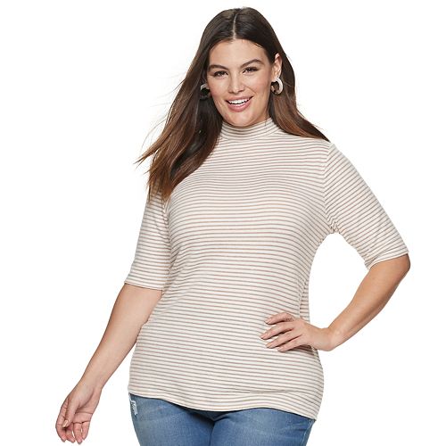 Plus Size Apt. 9® Elbow Sleeve Mockneck Top