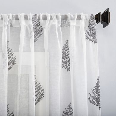 No 918 Fern Embroidered Botanical Sheer Rod Pocket Window Curtain