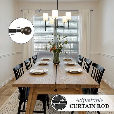 Kenney 5/8” Diameter Chelsea Standard Decorative Adjustable Curtain Rod Set