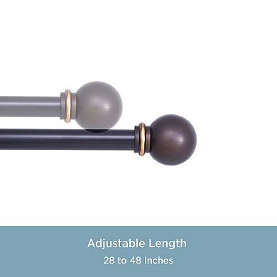 Kenney 5/8” Diameter Chelsea Standard Decorative Adjustable Curtain Rod Set