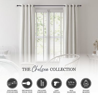 Kenney 5/8” Diameter Chelsea Standard Decorative Adjustable Curtain Rod Set