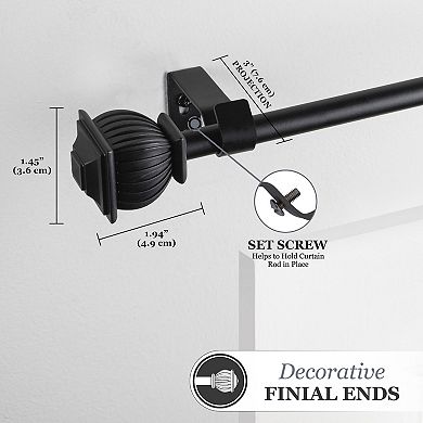 Kenney 5/8” Diameter Beckett Standard Decorative Adjustable Curtain Rod Set