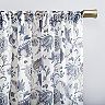 No 918 Sarita Floral Print Sheer Rod Pocket Window Curtain
