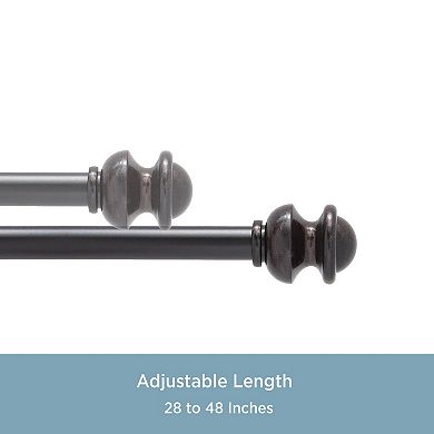 Kenney 5/8” Diameter Kendall Standard Decorative Adjustable Curtain Rod Set