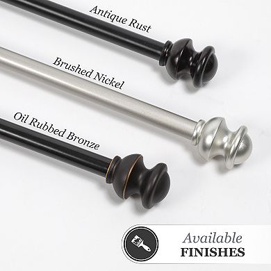 Kenney 5/8” Diameter Kendall Standard Decorative Adjustable Curtain Rod Set