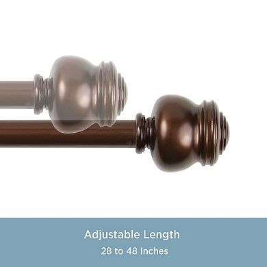 Kenney 5/8” Diameter Glendale Standard Decorative Adjustable Curtain Rod Set