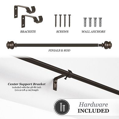 Kenney 5/8” Diameter Glendale Standard Decorative Adjustable Curtain Rod Set