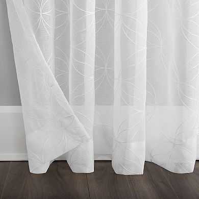 No 918 Tamaryn Embroidered Trellis Sheer Rod Pocket Window Curtain