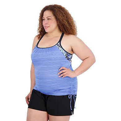 Plus Size ZeroXposur Ruched Tankini Top