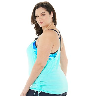 Plus Size ZeroXposur Ruched Tankini Top