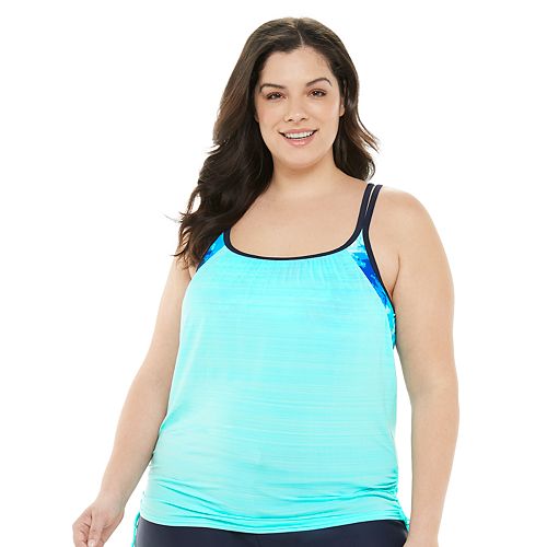 Plus Size ZeroXposur Ruched Tankini Top