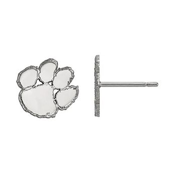 LogoArt 10k White Gold Clemson Tigers XS Post Earrings