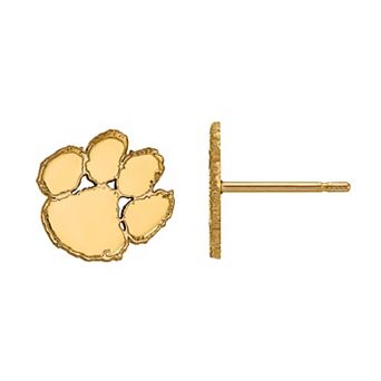 LogoArt Sterling Silver 14k Gold Plated Clemson Tigers XS Post Earrings