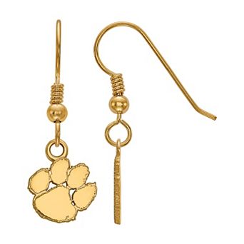 LogoArt Sterling Silver 14k Gold Plated Clemson Tigers XS Dangle Earrings