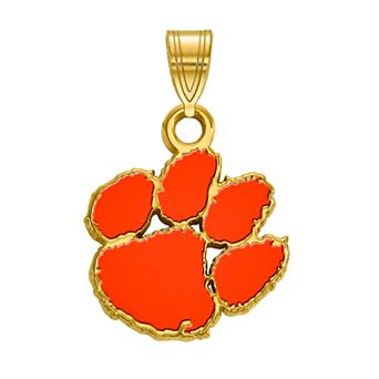 LogoArt Sterling Silver 14k Gold Plated Clemson Tigers Small Enamel Pendant