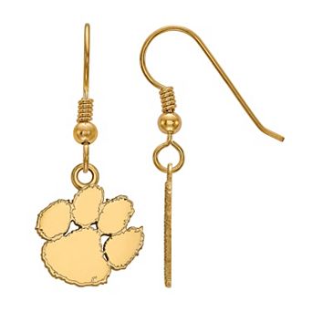LogoArt 14k Gold Over Silver Clemson Tigers Dangle Earrings