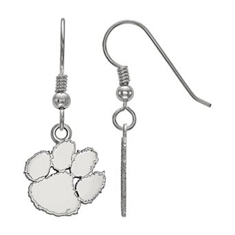 LogoArt Sterling Silver Rhodium Plated Clemson Tigers Small Dangle Earrings