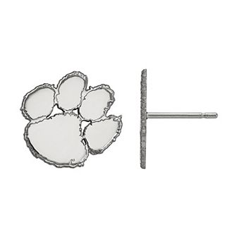 LogoArt 10k White Gold Clemson Tigers Small Post Earrings