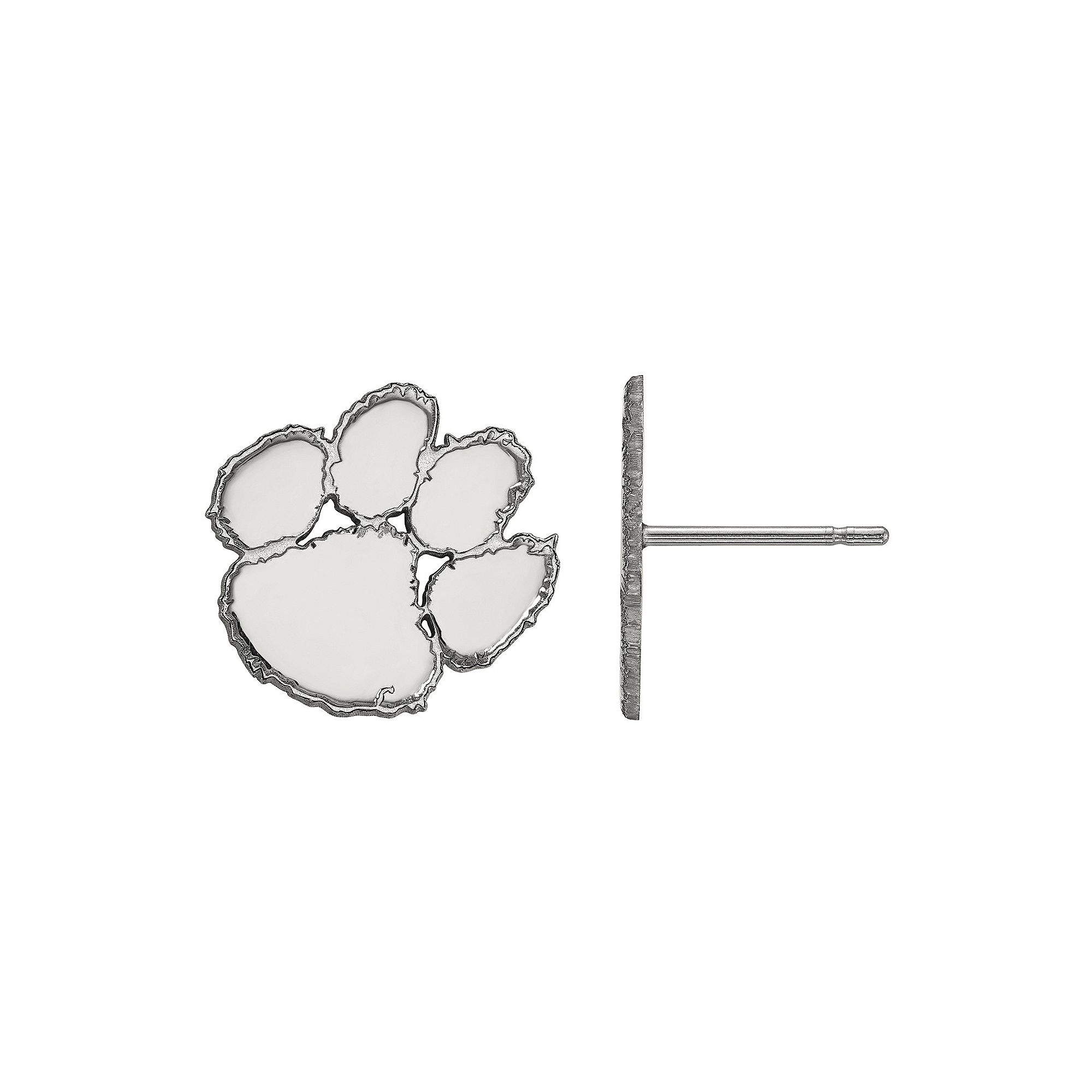 LogoArt Sterling Silver Rhodium Plated Clemson Tigers Small Post Earrings, 